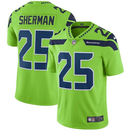 Nike Seahawks #25 Richard Sherman Green Men's Stitched NFL Limited Rush Jersey - Click Image to Close